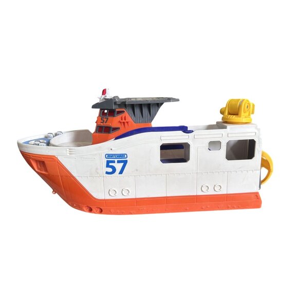 Matchbox 57 Mission Marine Rescue Shark Ship w/out Shark Cargo Helicopter - Picture 7 of 9